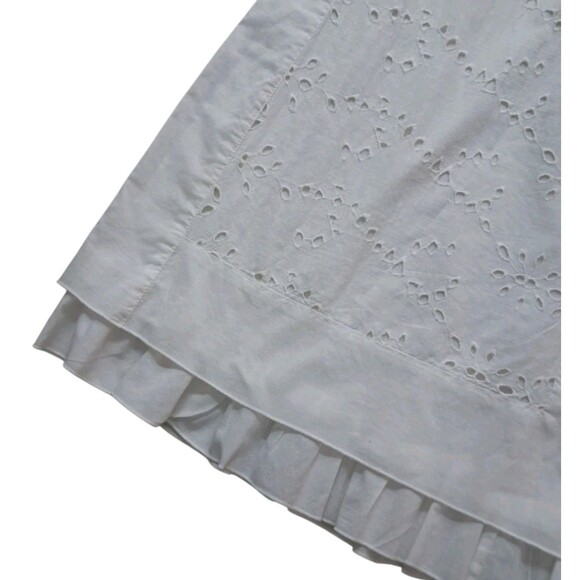 Talbots Skirt Womens XL White Midi Eyelet Ruffle Pull On Prairie Peasant Cottage - Picture 4 of 11
